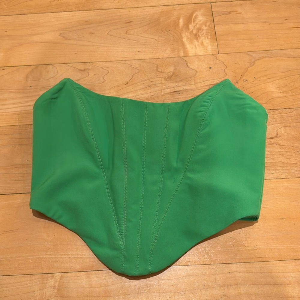 Green bustier with zipper back